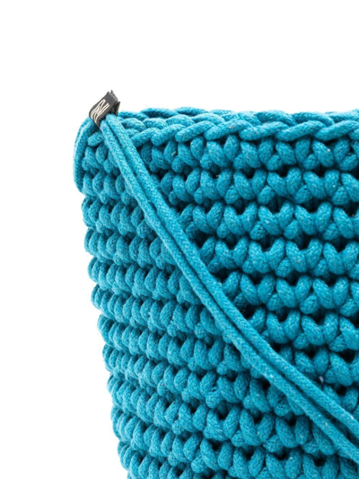Shop Nannacay Anja Crochet Cotton Bucket Bag In Blue