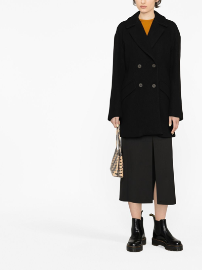 Shop Pinko Double-breasted Coat In Black