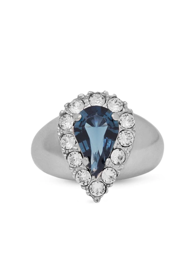 Shop Saint Laurent Princess Crystal-cut Ring In Silver