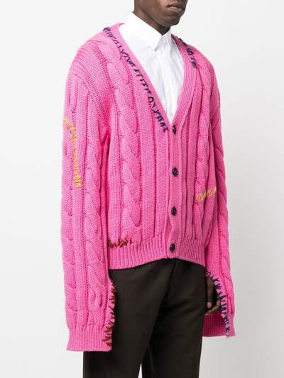 Shop Marni Stitch-detail Cable-knit Cardigan In Pink