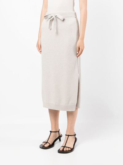 N•peal Side-slit Cashmere Skirt In Neutrals