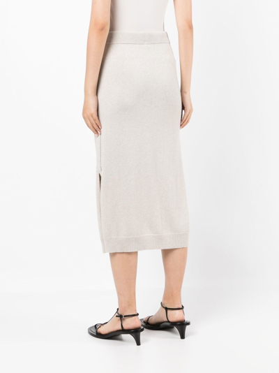 N•peal Side-slit Cashmere Skirt In Neutrals