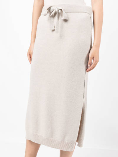 N•peal Side-slit Cashmere Skirt In Neutrals