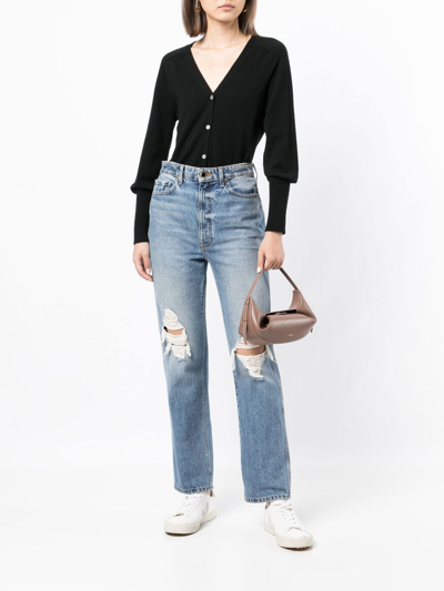 N•peal Fine-knit V-neck Cardigan In Black