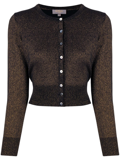Shop N•peal Sparkle-knit Cashmere Cardigan In Brown
