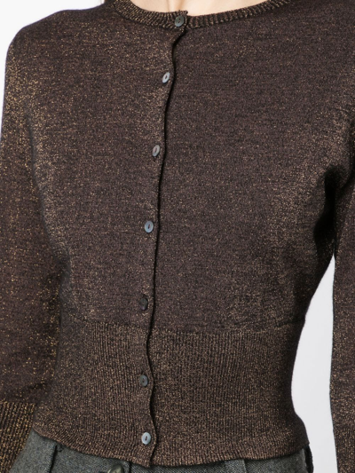 Shop N•peal Sparkle-knit Cashmere Cardigan In Brown