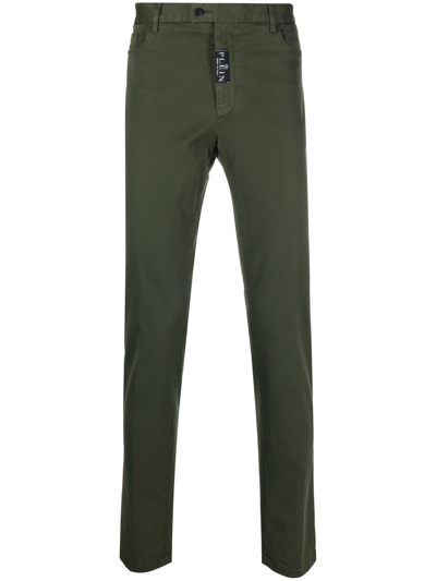 Shop Philipp Plein Slim-cut Chino Trousers In Grün