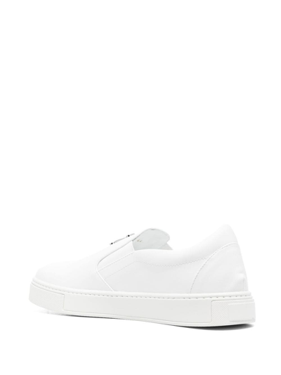 Shop Philipp Plein Logo-plaque Slip-on Sneakers In Weiss