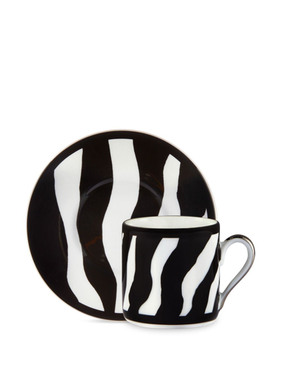 Shop Dolce & Gabbana Zebra Espresso-saucer Set In Black