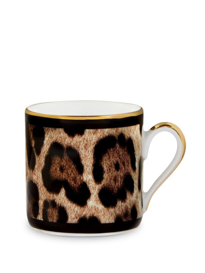 Shop Dolce & Gabbana Leopard-print Porcelain Espresso Set In Black