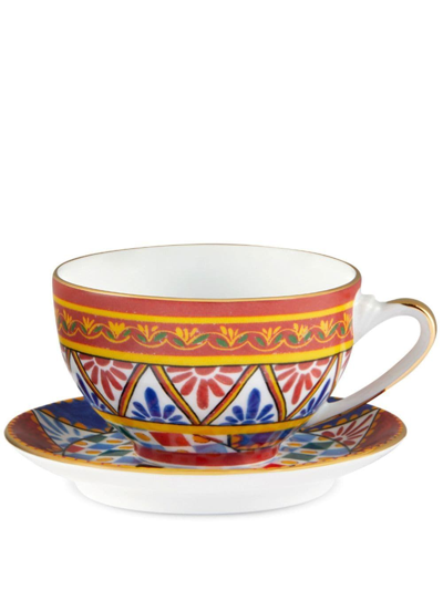 Shop Dolce & Gabbana Carretto Siciliano Porcelain Tea Set In Multicolour