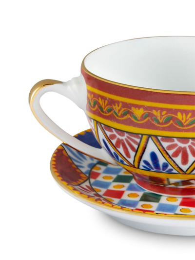 Shop Dolce & Gabbana Carretto Siciliano Porcelain Tea Set In Multicolour