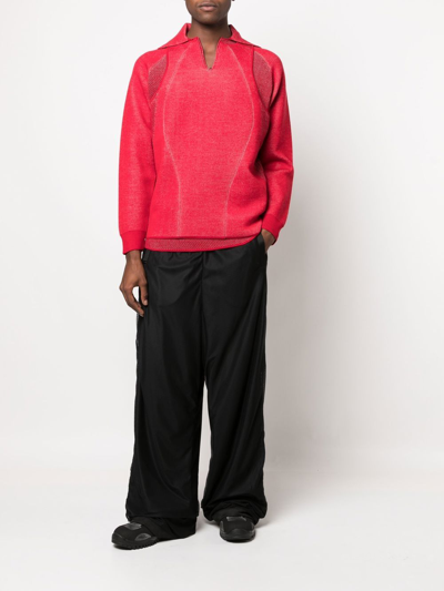 Shop Saul Nash Knitted Double-layer Polo Shirt In Red