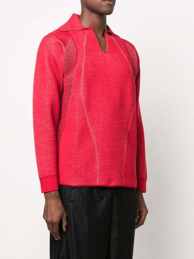Shop Saul Nash Knitted Double-layer Polo Shirt In Red