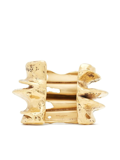 Shop Saint Laurent Cut-out Detail Bangle In Gold