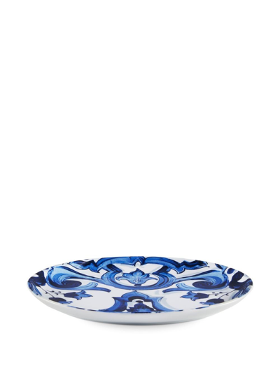 Shop Dolce & Gabbana Porcelain Fiore Platter In Blue