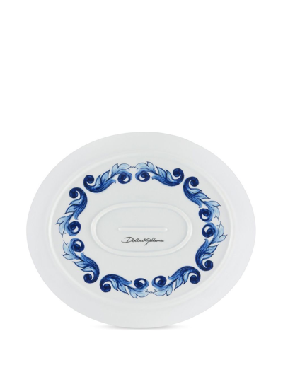 Shop Dolce & Gabbana Porcelain Fiore Platter In Blue