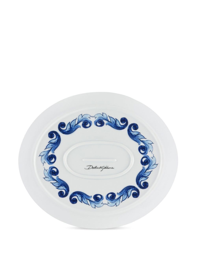 Dolce & Gabbana Porcelain Fiore Platter In Blue