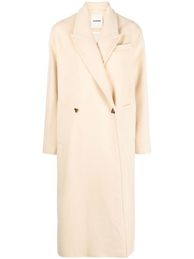 Shop Aeron Haven Double-breasted Wool Coat In Neutrals