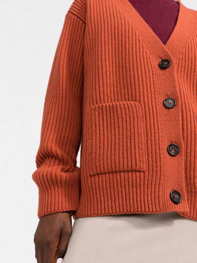 Shop There Was One V-neck Ribbed Cardigan In Orange