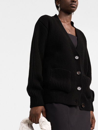Shop There Was One V-neck Ribbed Cardigan In Black