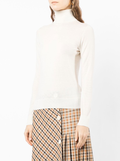N•peal Funnel-neck Cashmere Jumper In White