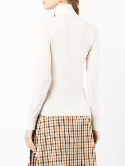 N•peal Funnel-neck Cashmere Jumper In White