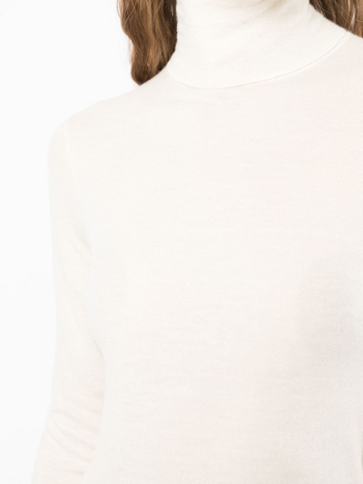 N•peal Funnel-neck Cashmere Jumper In White