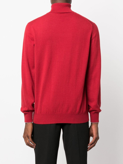 Shop Brunello Cucinelli Roll-neck Cashmere Jumper In Rot