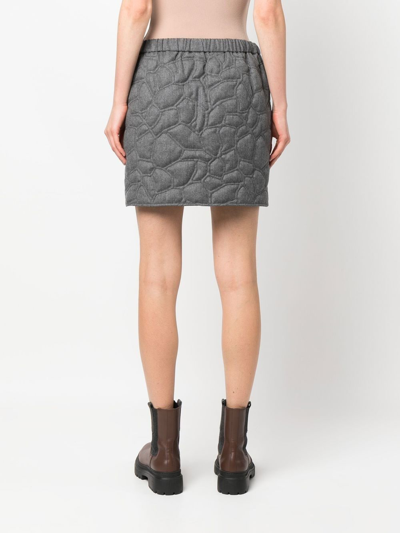 Shop Brunello Cucinelli Quilted Wool Mini Skirt In Grau