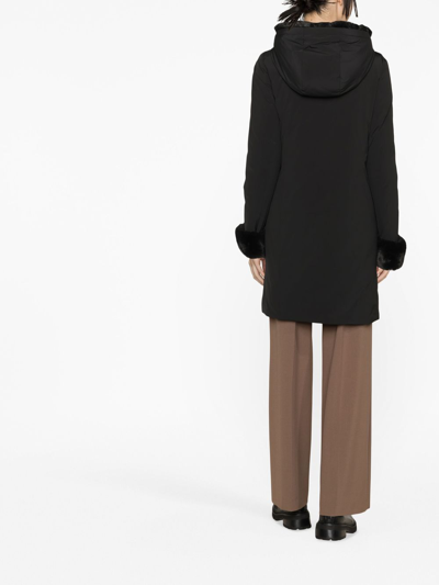 Shop Woolrich Contrast-trim Hooded Coat In Black