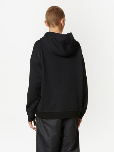 Shop Valentino Stud Detail Panelled Hoodie In Black