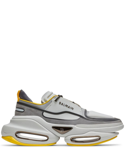 Shop Balmain B-bold Low-top Sneakers In Grey