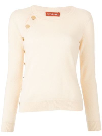 Shop Altuzarra Minamoto Button-embellished Cashmere Jumper In Neutrals