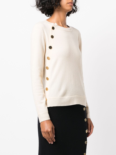 Shop Altuzarra Minamoto Button-embellished Cashmere Jumper In Neutrals