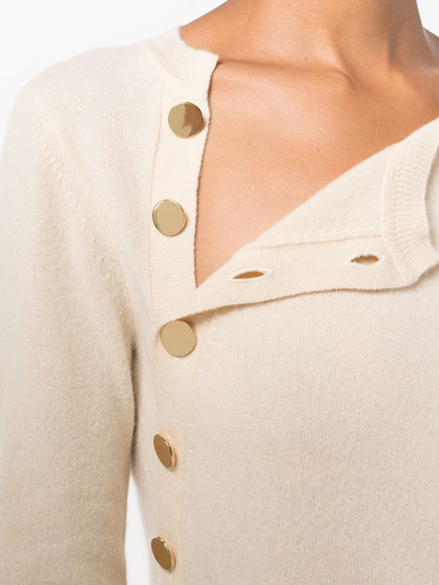 Shop Altuzarra Minamoto Button-embellished Cashmere Jumper In Neutrals