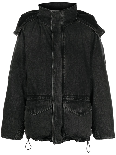 Alexander Wang Gray Extreme Puffer Denim Jacket In 015 Grey Aged