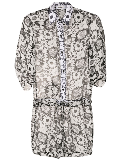 Shop Amir Slama Floral-print Silk Playsuit In White