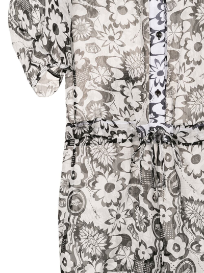 Shop Amir Slama Floral-print Silk Playsuit In White