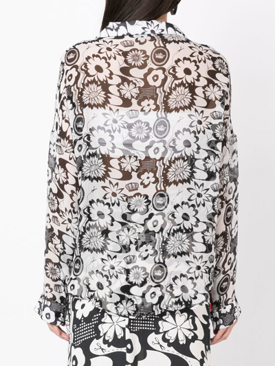 Amir Slama Floral-print Silk Shirt In Black