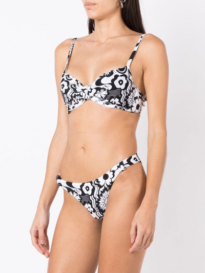 Amir Slama Floral-print Bikini Set In Black