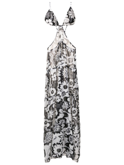 Shop Amir Slama Floral-print Maxi Dress In White