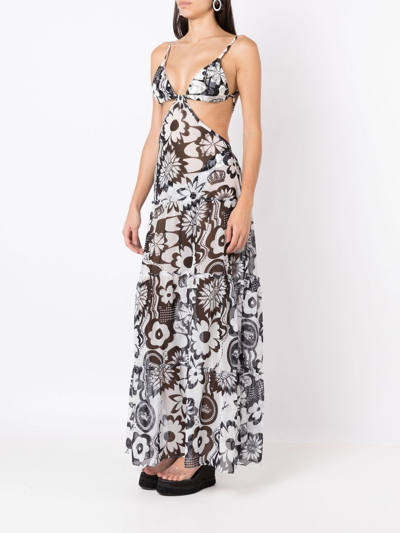 Shop Amir Slama Floral-print Maxi Dress In White