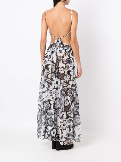 Shop Amir Slama Floral-print Maxi Dress In White