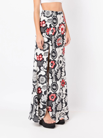 Shop Amir Slama Floral-print Wide-leg Trousers In White