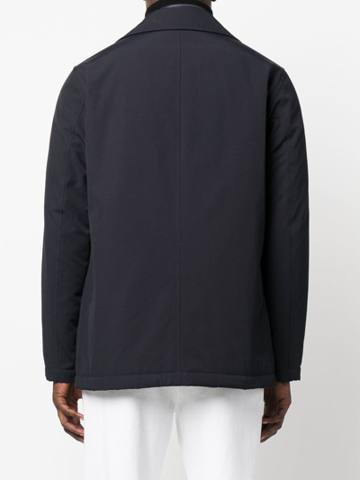 Fay Quilted Double-breasted Coat In Blue