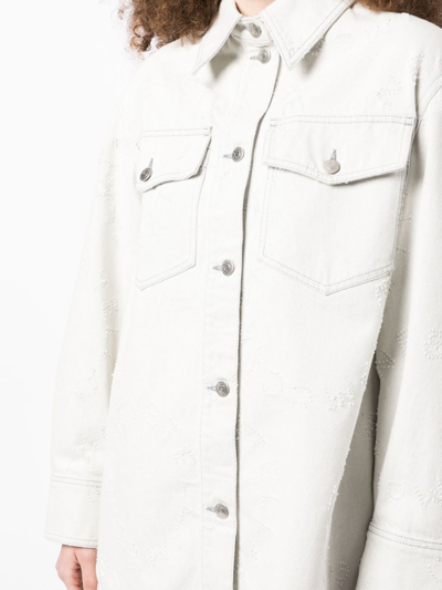Shop Stella Mccartney Embroidered-detail Denim Shirt In White