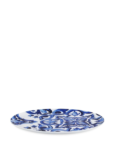 Shop Dolce & Gabbana Mediterranean-pattern Porcelain Platter In Blue