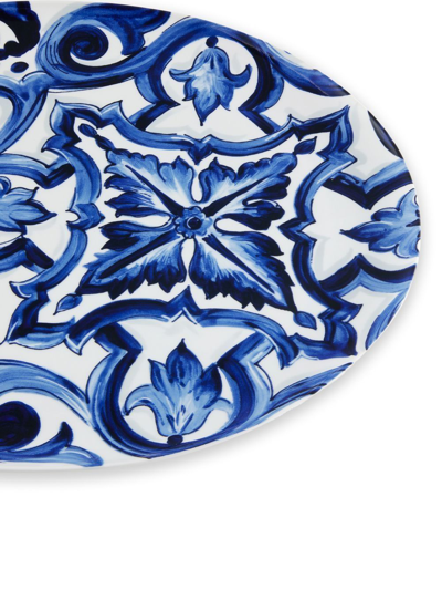 Shop Dolce & Gabbana Mediterranean-pattern Porcelain Platter In Blue