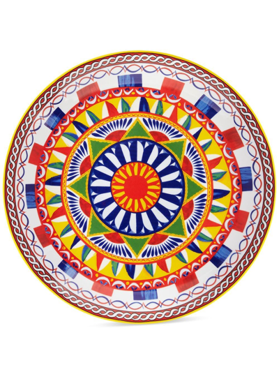 Shop Dolce & Gabbana Geometric-pattern Porcelain Platter In Blue